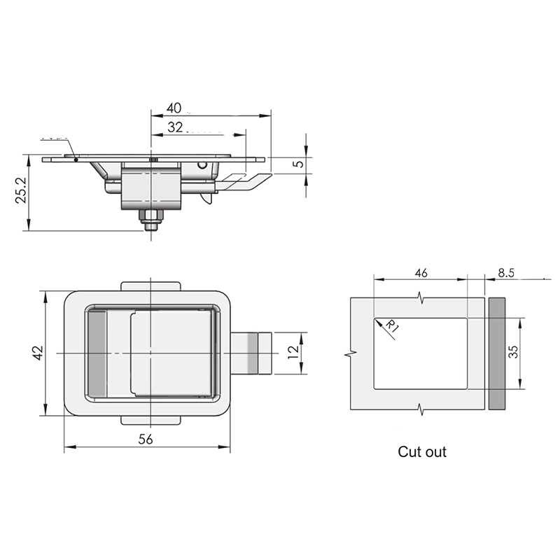 Cerraduras de puerta industriales de impacto de acero inoxidable MS858-2B 80g