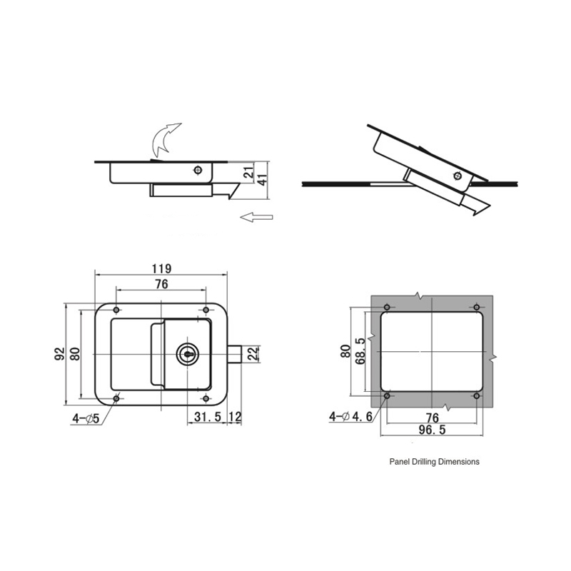 Cerraduras de puerta industriales de impacto de acero inoxidable de MS858-2 448g