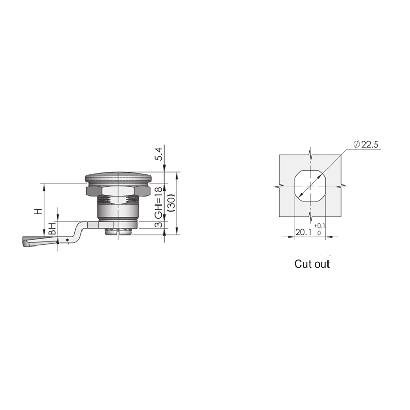 Cerraduras cilíndricas con llave industrial cuadrada MS705F-2 7*7