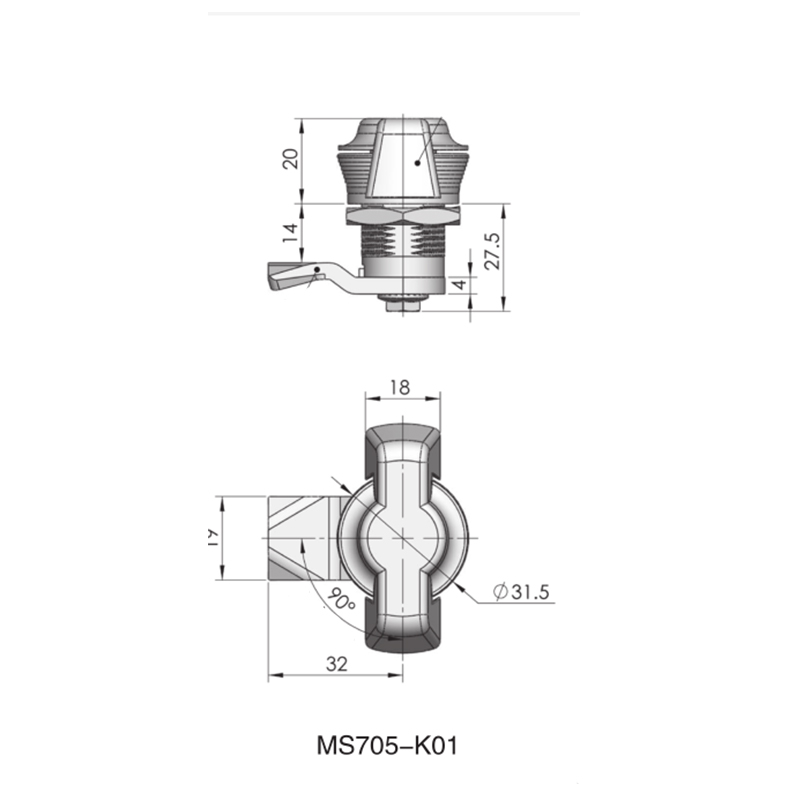 Cerraduras cilíndricas con perno de acero galvanizado blanco MS705-K02