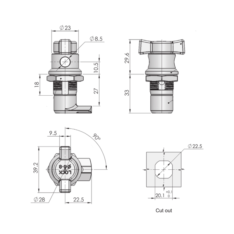 Cerraduras cilíndricas industriales con manija de perno de acero MS714-2A