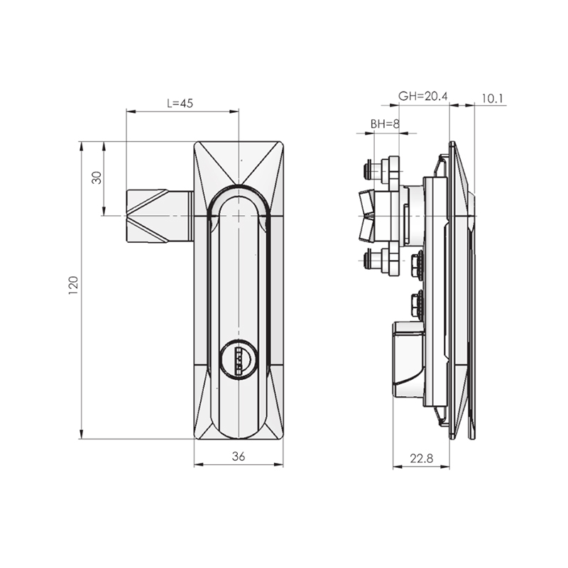 MS861-3 Cerraduras de puerta plana con carga estática máxima 300N