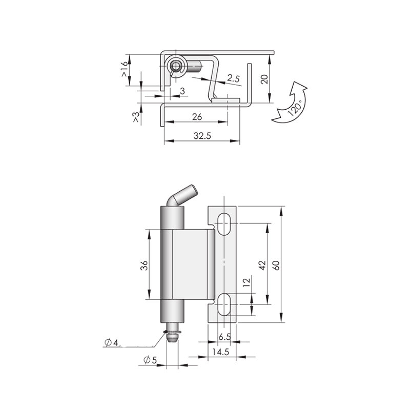 CL101-3S 83g Bisagras de acero inoxidable (esmerilado y pulido)