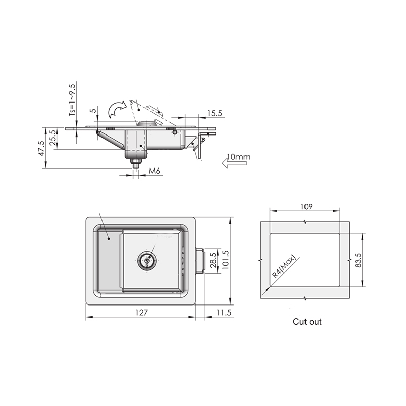 MS866-3 Acero inoxidable con cerraduras de panel de cilindro de cerradura