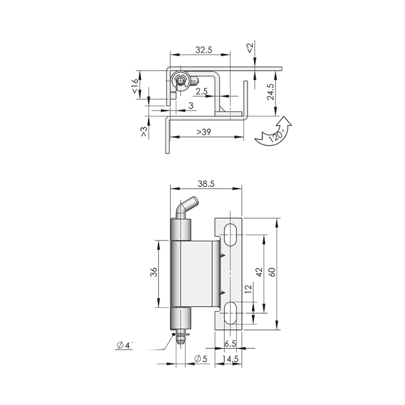 CL101-4S Bisagras de acero inoxidable (esmerilado y pulido) de 87 g