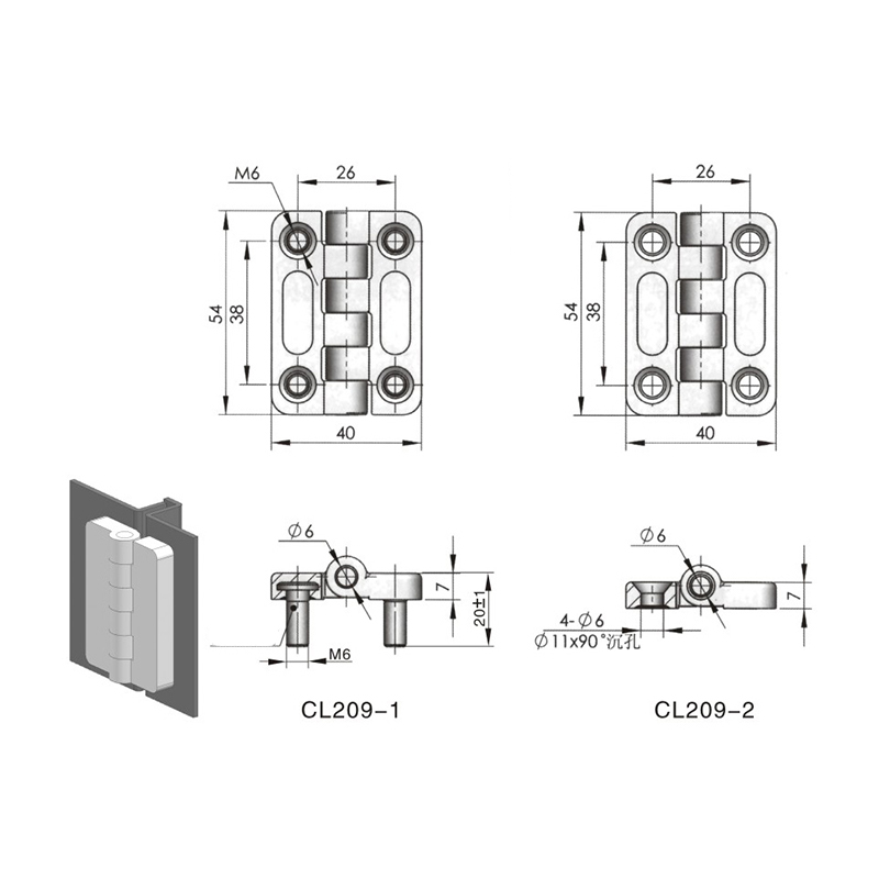 CL209-1S Bisagras de acero inoxidable cepilladas y pulidas con pasador