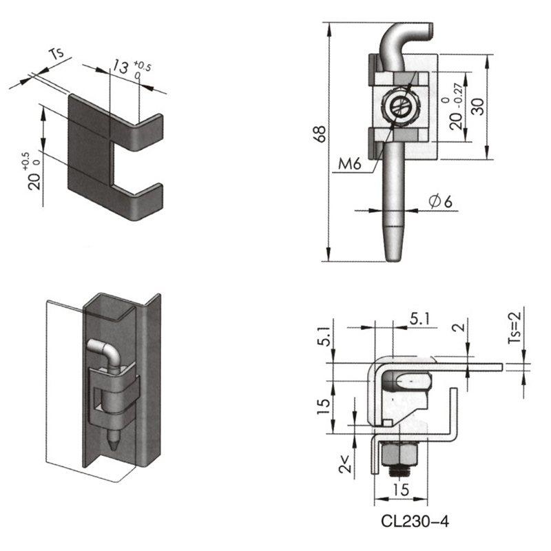 CL230-4 Bisagras de acero inoxidable cepilladas y pulidas universales izquierda y derecha