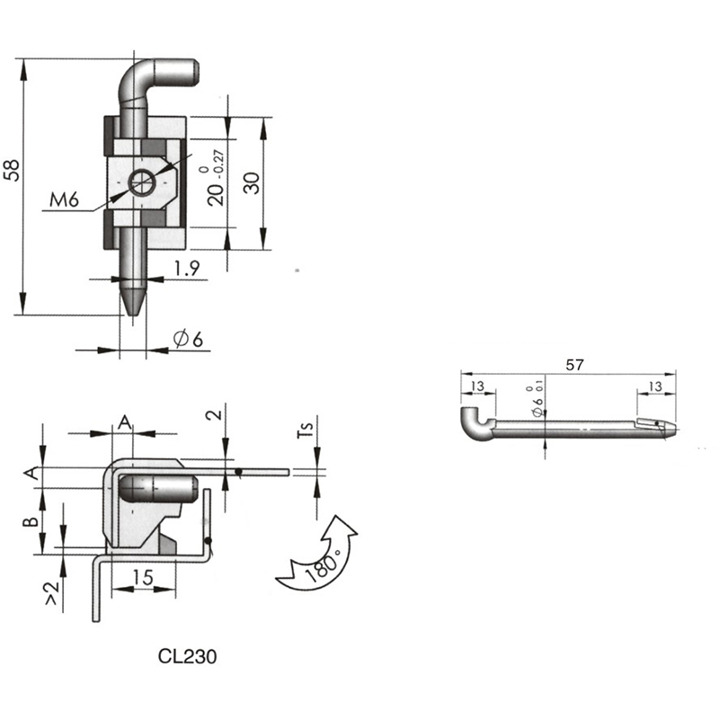 CL230-4 Bisagras de acero inoxidable cepilladas y pulidas universales izquierda y derecha