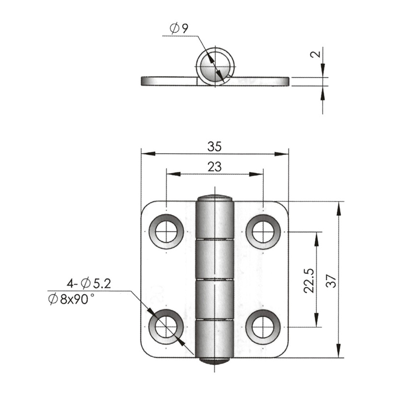 Espejo de CL253-1 32g que pule las bisagras industriales de acero inoxidable