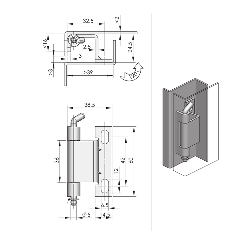 CL101-4F 86g 200 lotes de bisagras de hierro (galvanizado blanco)