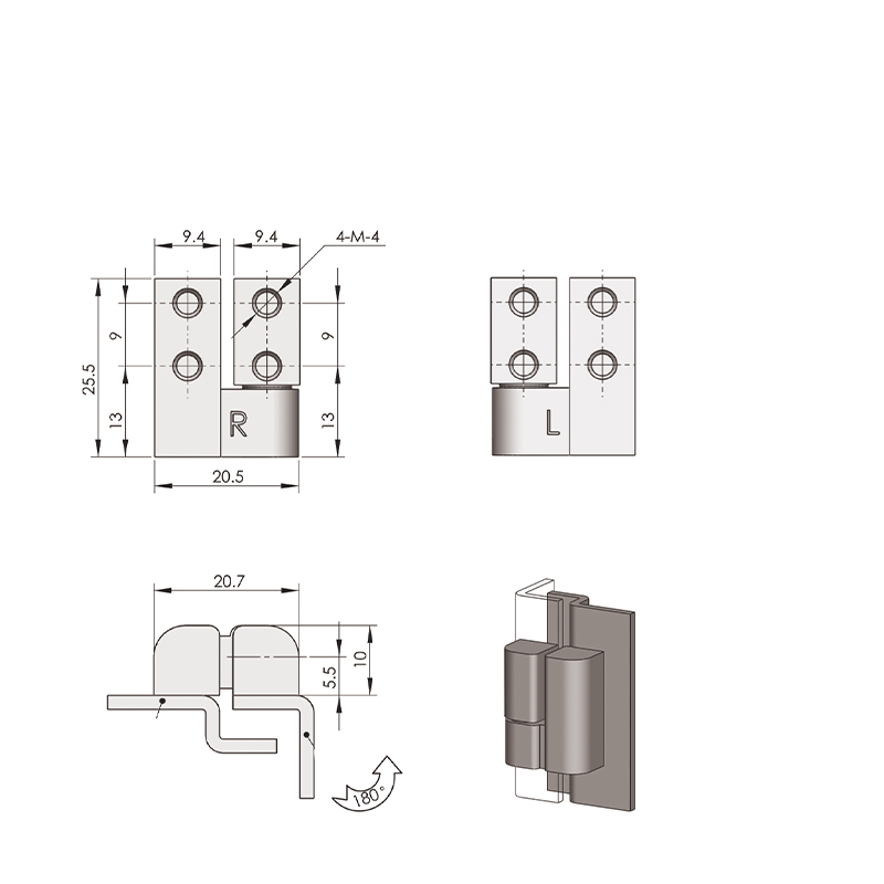 CL203-4 270N Bisagras externas industriales de carga radial