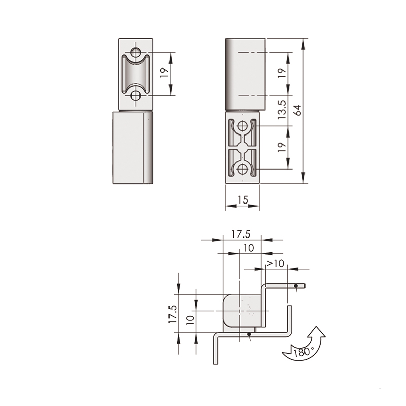 Bisagras externas industriales de acero inoxidable CL203-2S