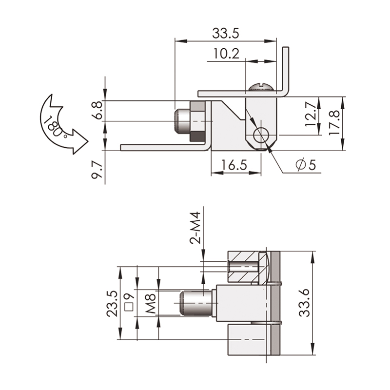 CL206-2 Bisagras externas galvanizadas en blanco o negro, moldeadas por pulverización