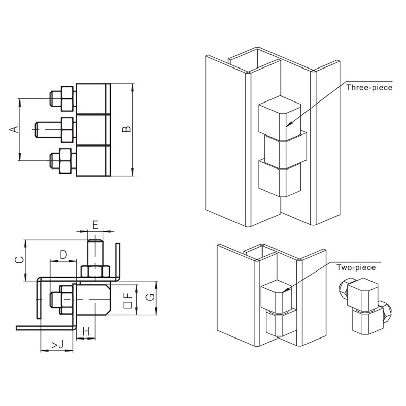 Bisagras externas industriales de hierro galvanizado CL206-3A