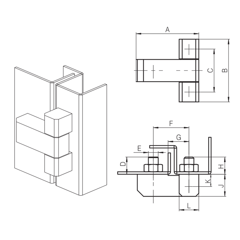 Bisagras externas industriales de carga axial CL206-3C 1000N