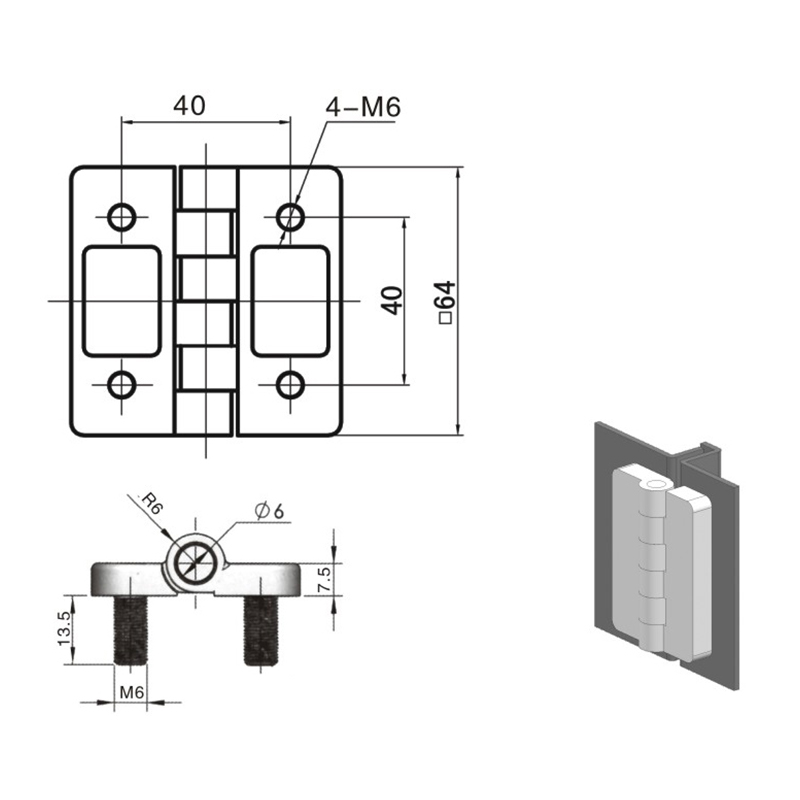 CL209-3 Bisagras externas de aleación de zinc (spray de plástico negro)