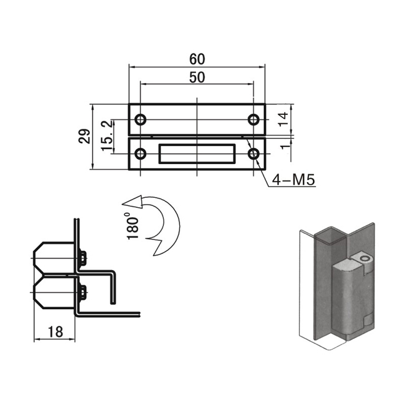 CL219-A Bisagras externas de hierro (spray negro o mate)