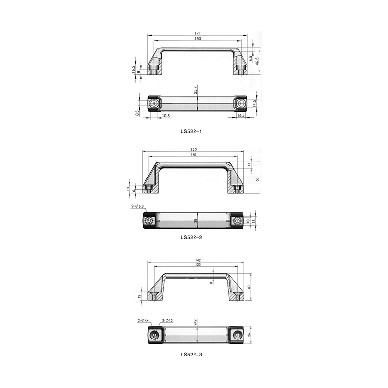 LS537-2 Manija de puerta de apertura de panel de puerta de nailon negro