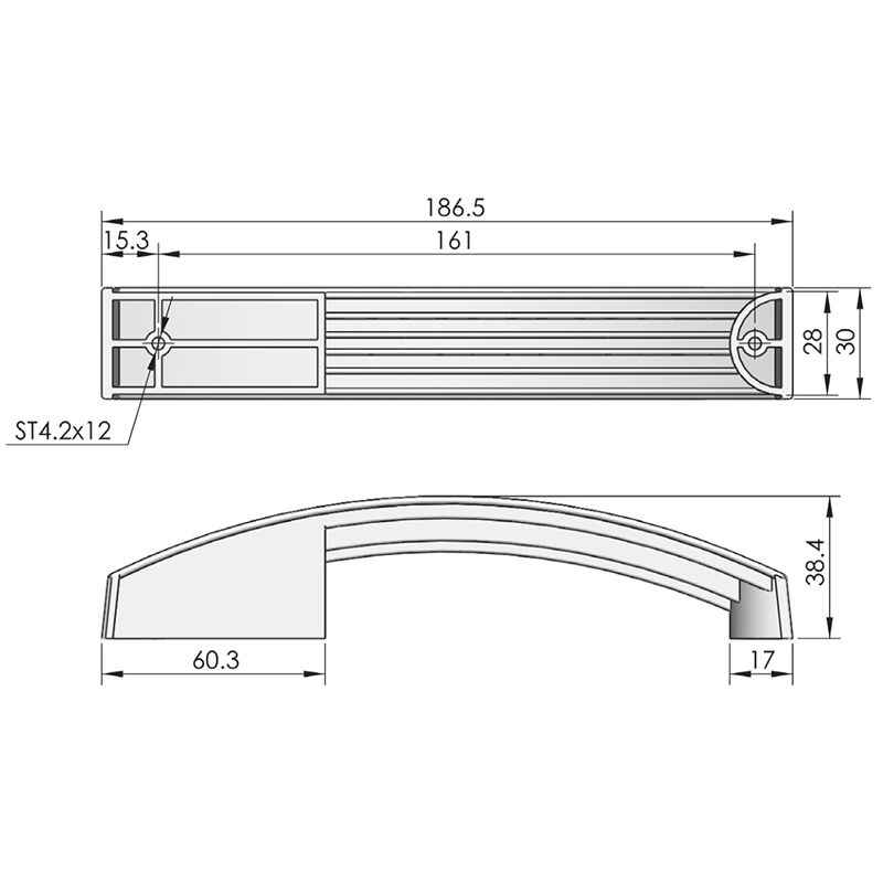 Manija de puerta industrial de material de PC gris LS532