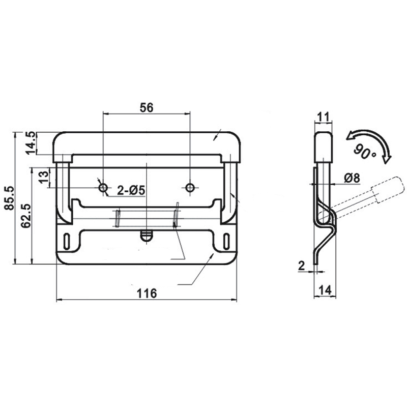 Manija de puerta industrial de aleación de aluminio LS504-2