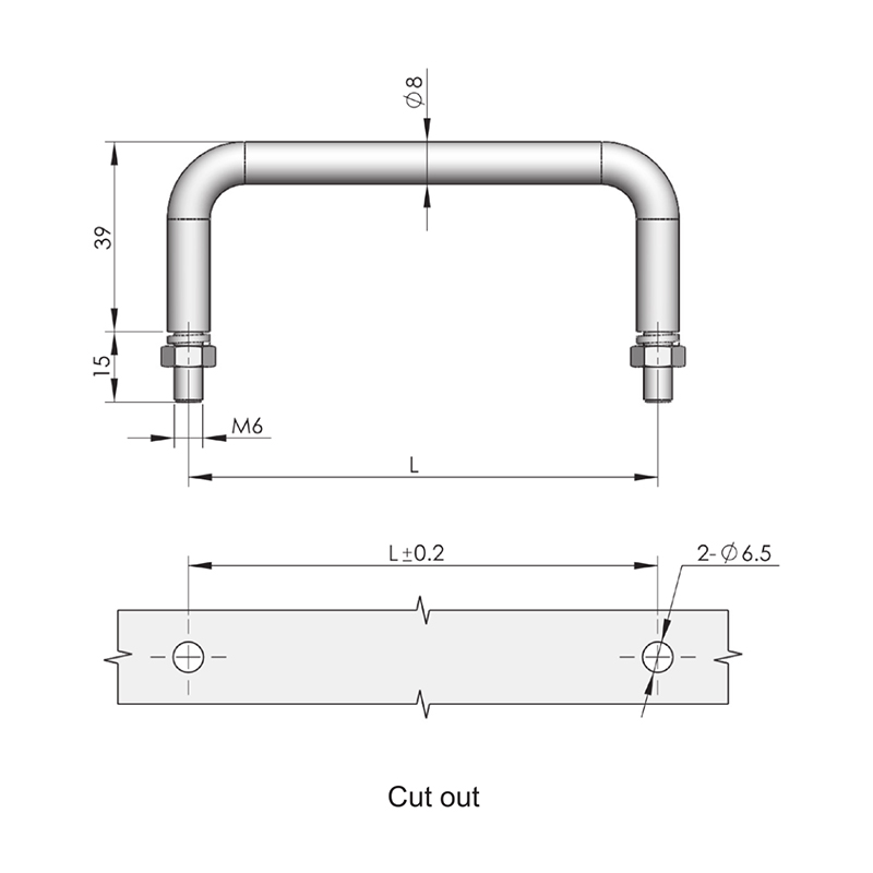 Manija de puerta cromada de acero al carbono LS507