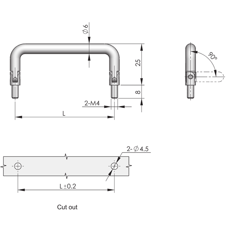 Manija de puerta de acero al carbono o acero inoxidable LS508