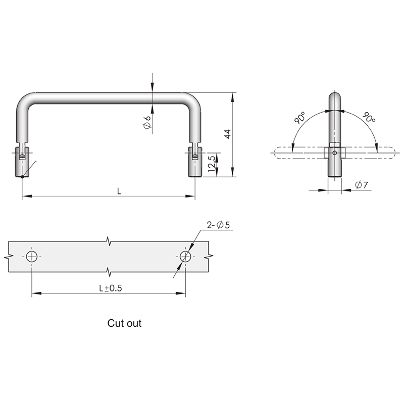 Manija de puerta de carga estática LS509 1000N 90L