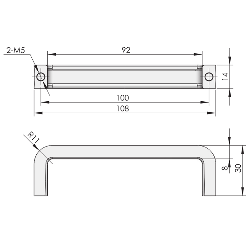 Manija de puerta industrial cromada brillante LS510