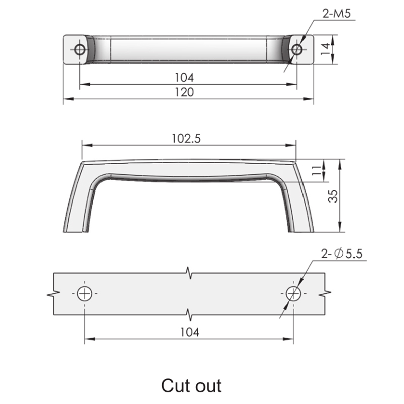 Manija de puerta industrial nano mate LS514-2