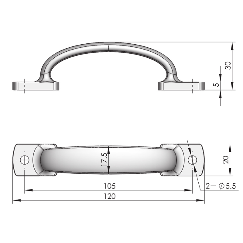 Manija de puerta industrial con pulido de espejo LS519