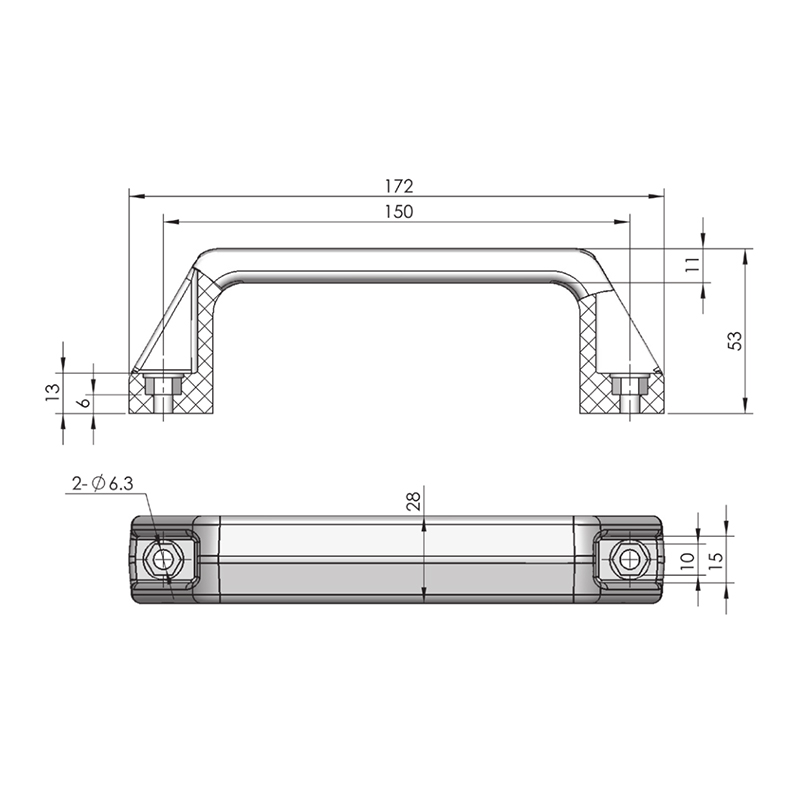 Manija de puerta industrial de superficie lisa LS522-2