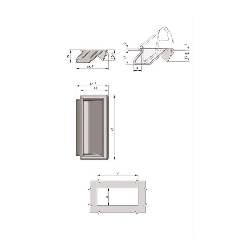 LS537-2 Manija de puerta de apertura de panel de puerta de nailon negro